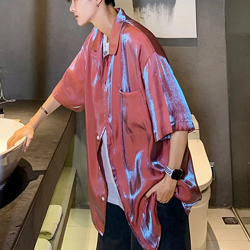 Reflective Design Solid Short Sleeved Shirt