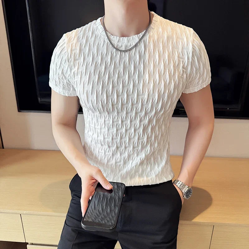 O-Neck Slim Fit Elastic Casual T-Shirt