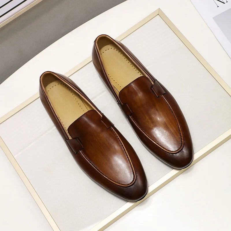 Almond Toe Solid Classic Loafers
