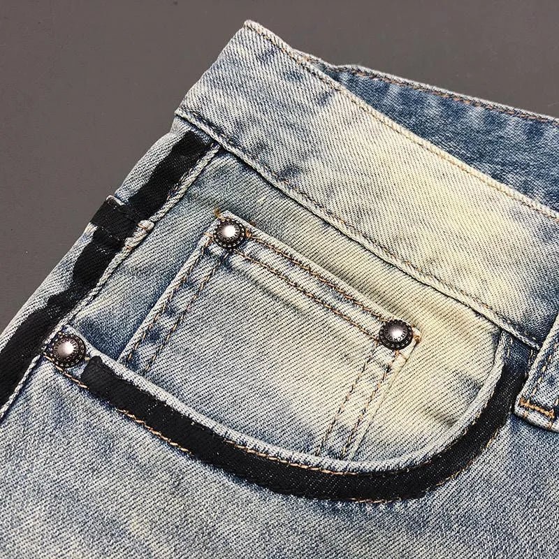Casual Light Blue Side Line Straight Jeans