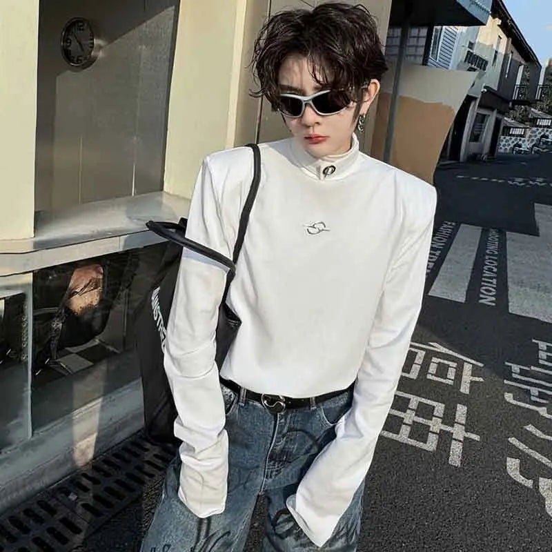 Turtleneck Metal Buckle Niche Design T-Shirt