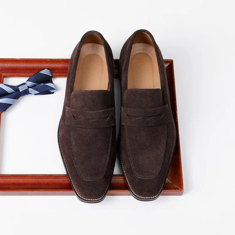 Retro Solid Suede Slip-On Loafers