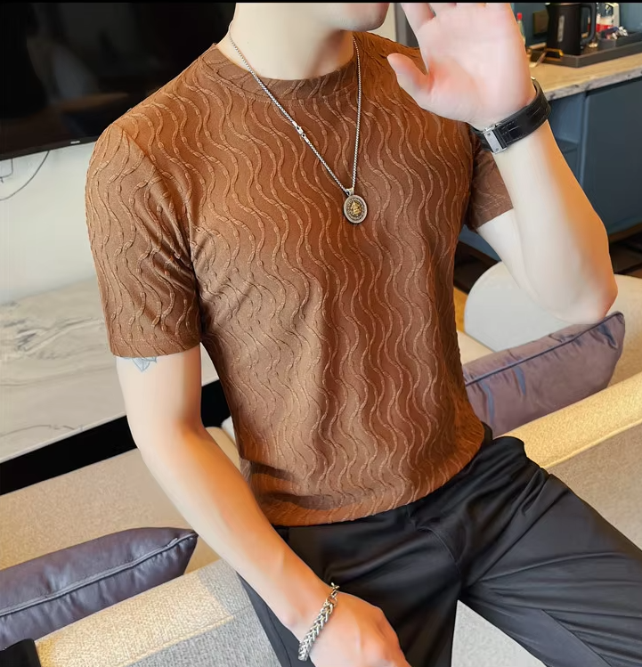 Slim-Fit Striped Ruffian Fashion Tee