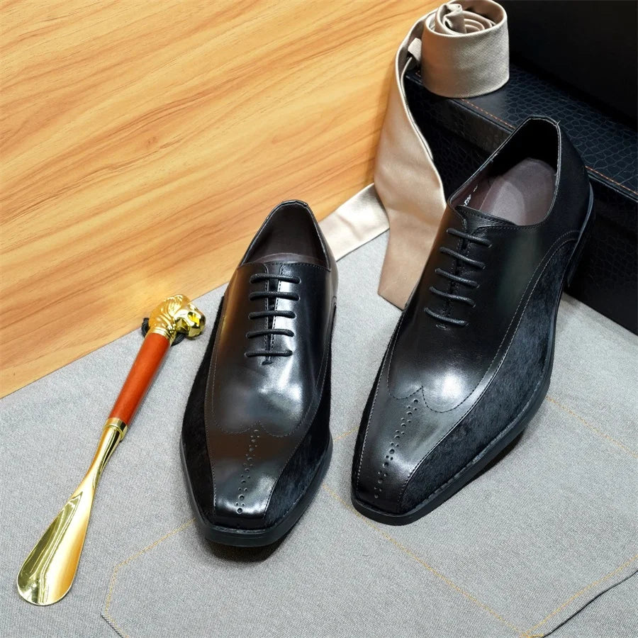 Oxford Dress Suede Wingtip Black Shoes