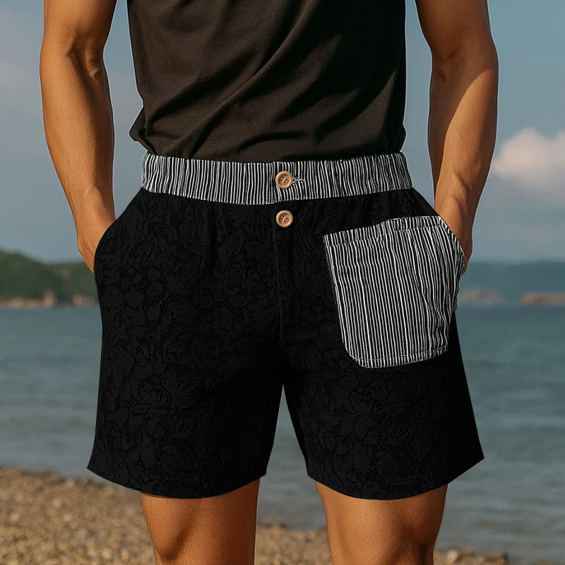 Lace Striped Patchwork Casual Shorts