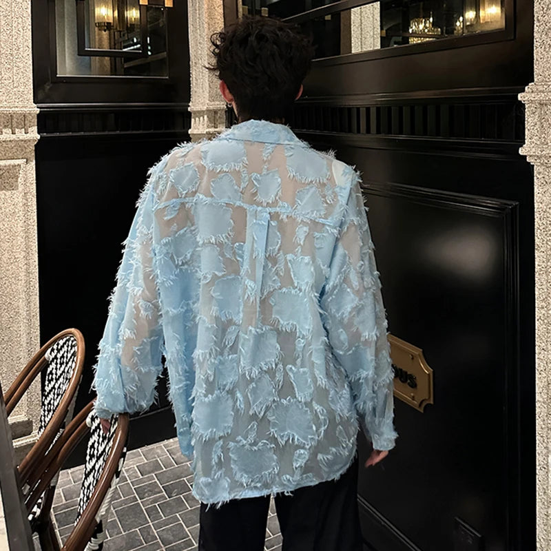 Patchwork Hollow Out Loose Shirt