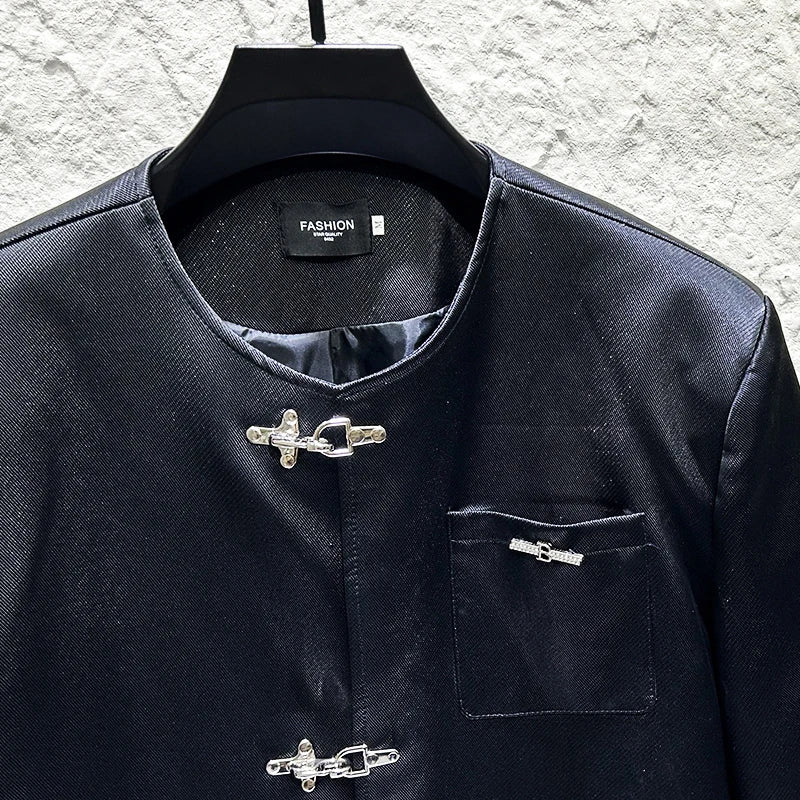 Metal Buckle Design Loose Blazer