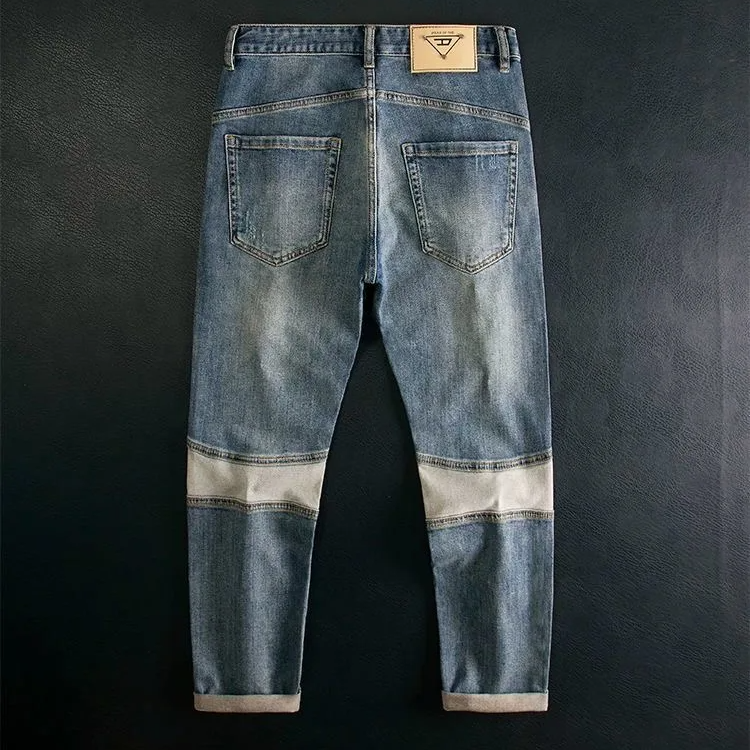 Crossline Geometry Patchwork Jeans