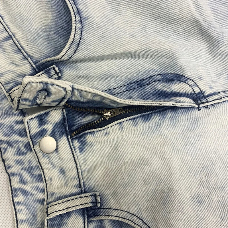 Letter Stripe Ripped Design Jeans