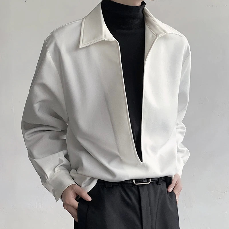 V-Shaped Slit Men's Shirt