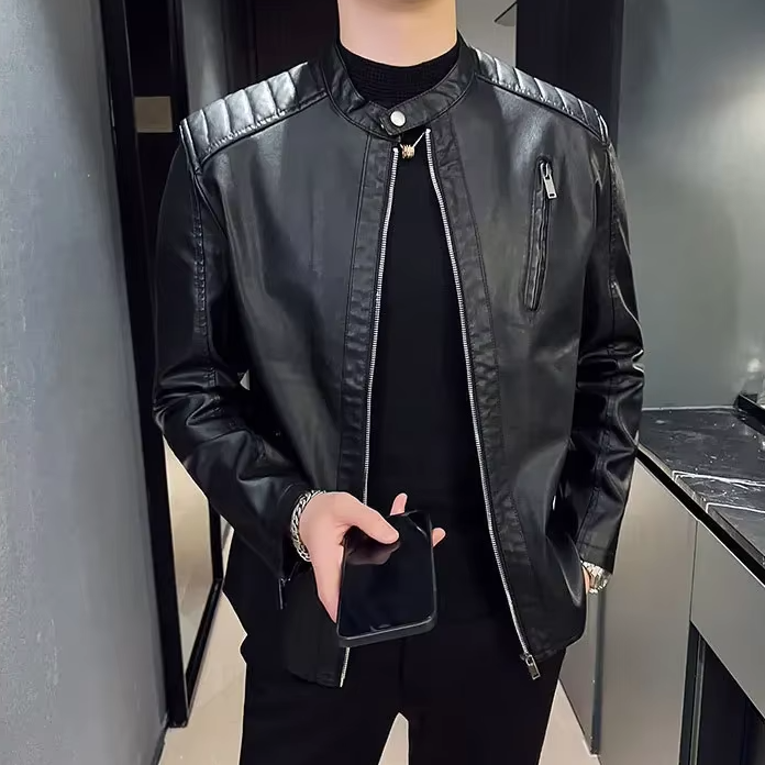 Solid Motorcycle Stand Collar Jacket