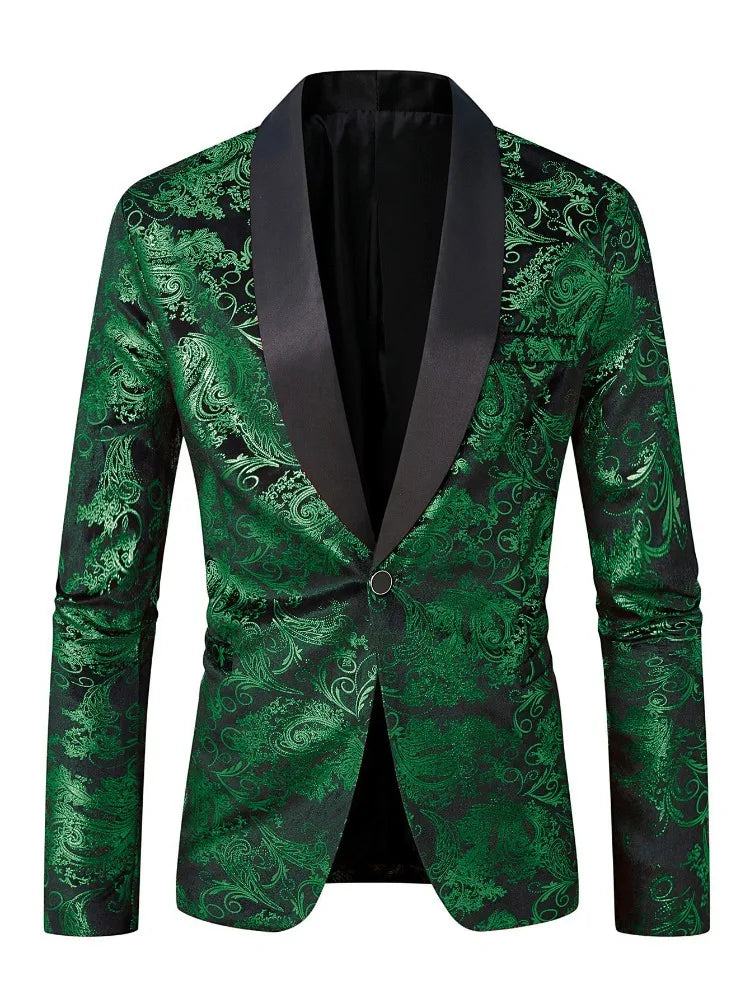 Luxury Jacquard Pattern Polyester Blazer