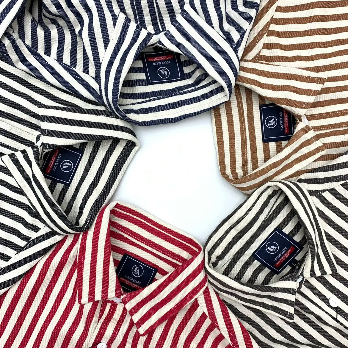 Retro Stripe Long-Sleeve Lapel Shirt