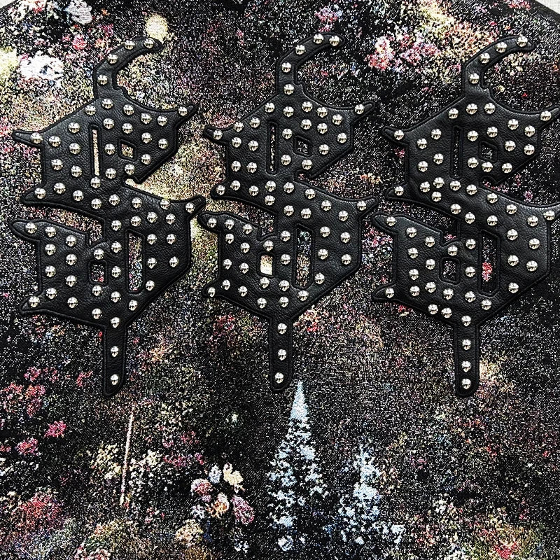 Abstract Embroidery Letter Spliced Jacket