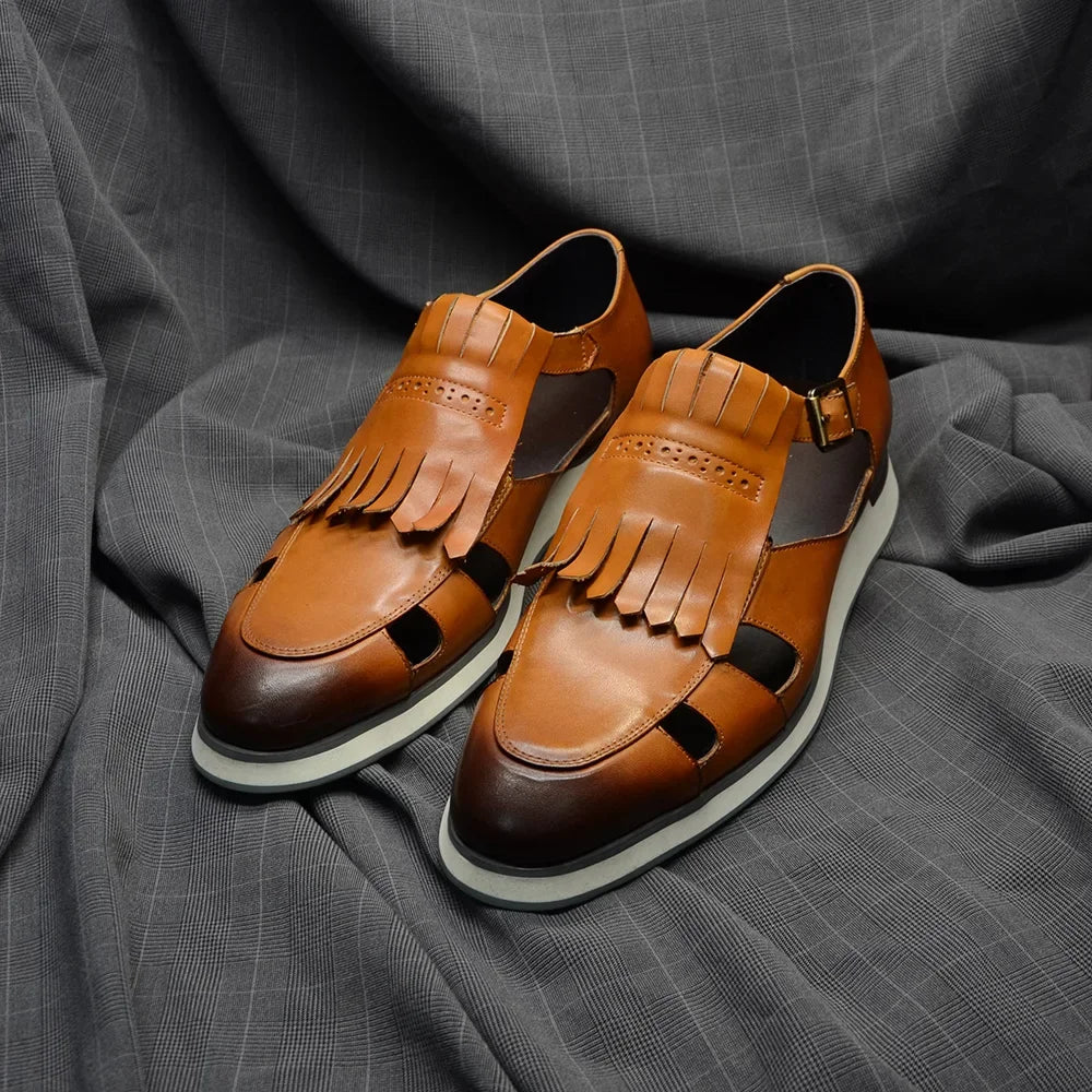 Buckle Strap Hollow Tassels Shoes