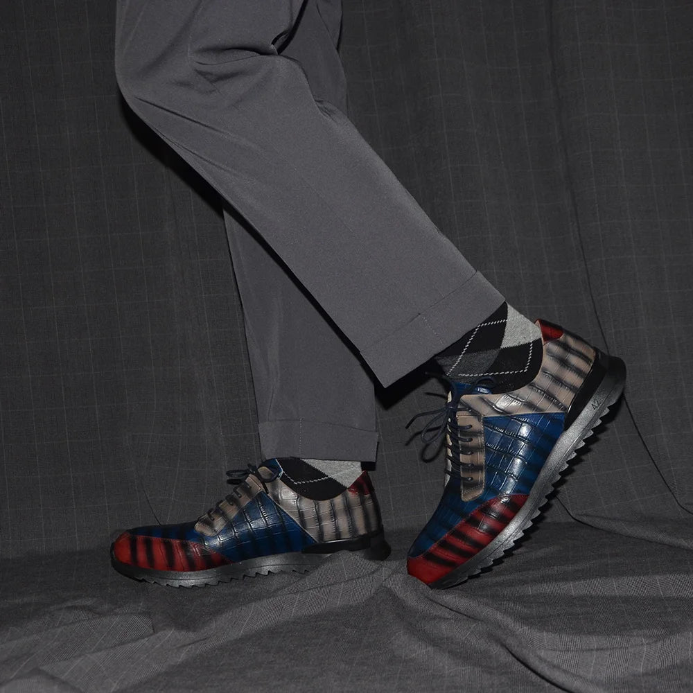 Crocodile Print Casual Genuine Leather Shoes