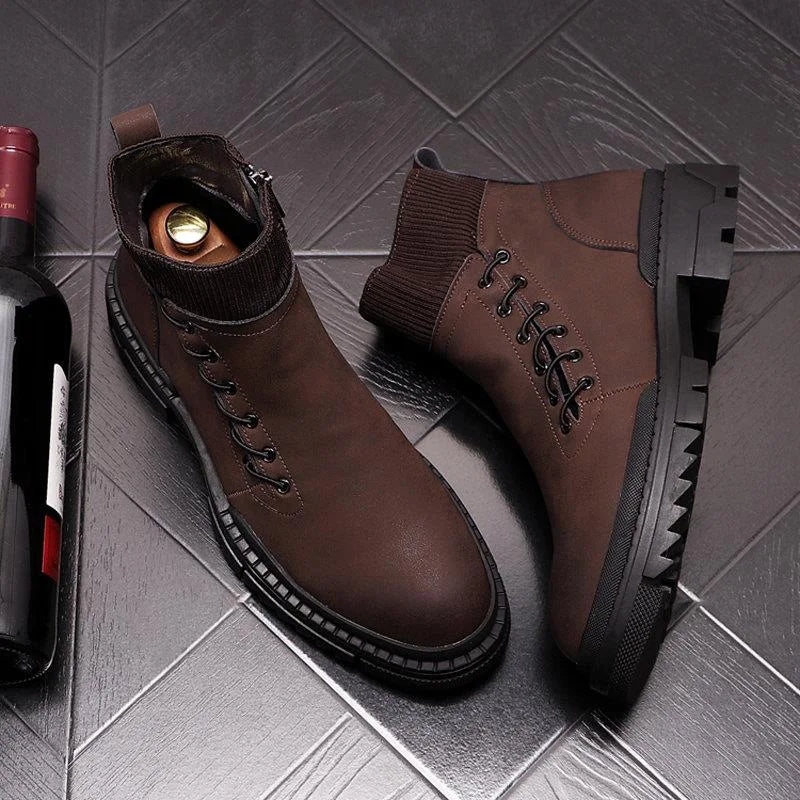 Out Stitched Decoration Solid Platform Boots