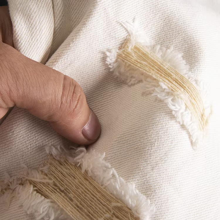 Beige Ripped Decoration Men's Jeans