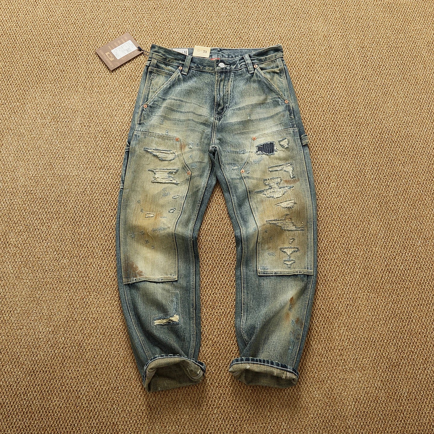 Heavy-Duty Workwear Tapered-Leg Jeans