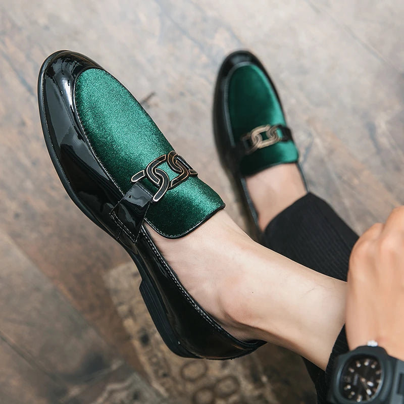 Luxury Metal Appliques Artificial Leather Loafers