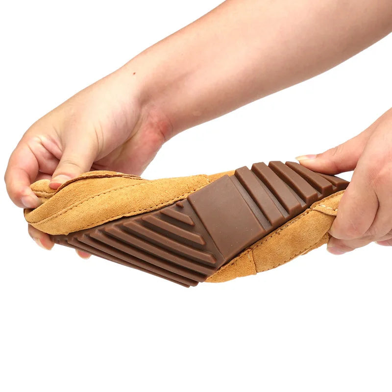 Suede Leather Round Toe Loafers