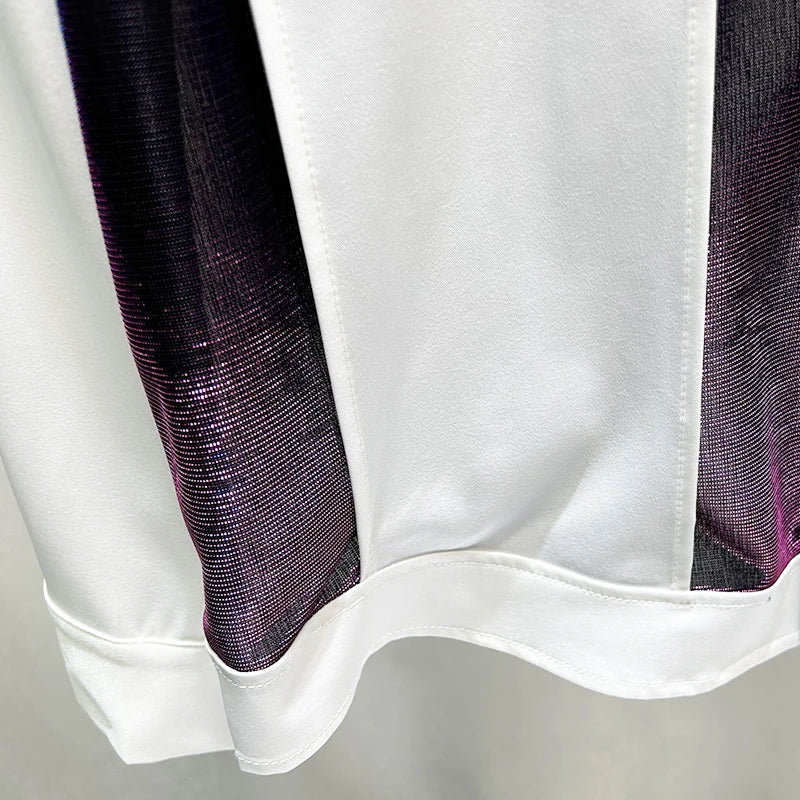 Stripe Reflective Patchwork Loose Shirt