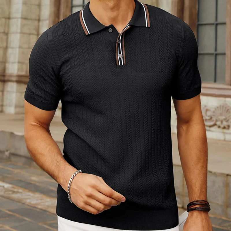 Button-Down Leisure Knit Polo Shirt