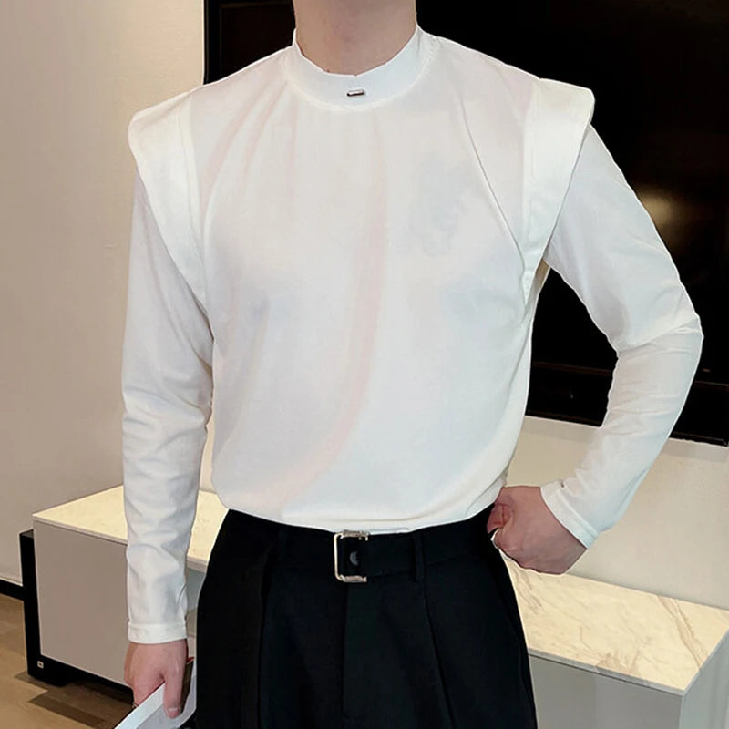 Pointy Shoulder Ice Silk Solid T-Shirt