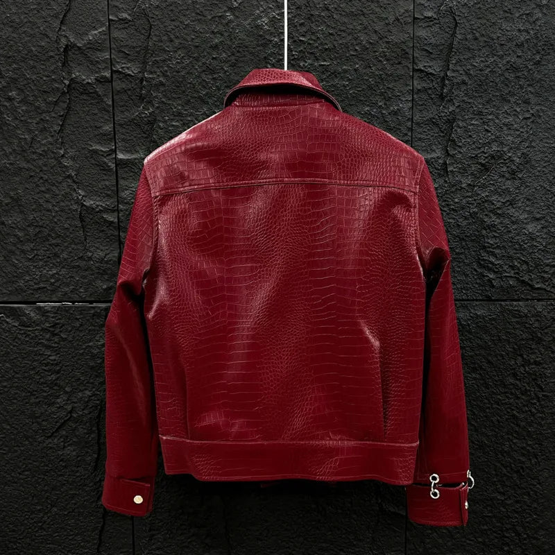 Niche Faux Leather Turn-Down Collar Jacket
