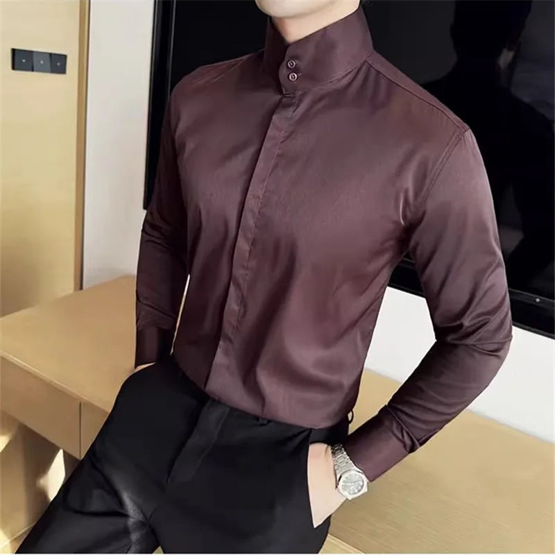 High Collar Smart Casual Style Shirt