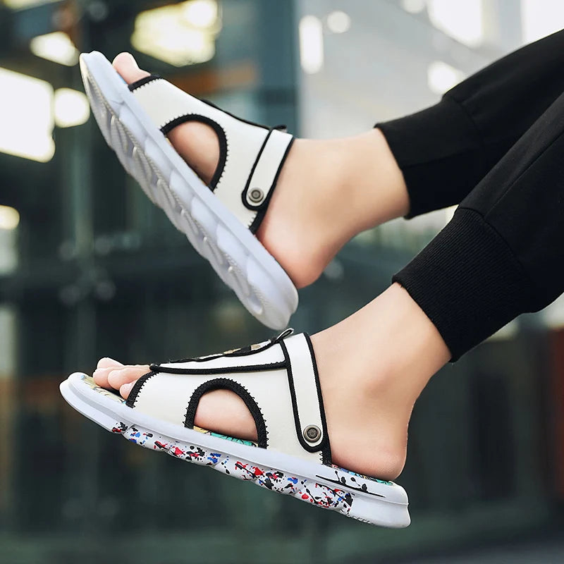 Black Graffiti Design Sandals