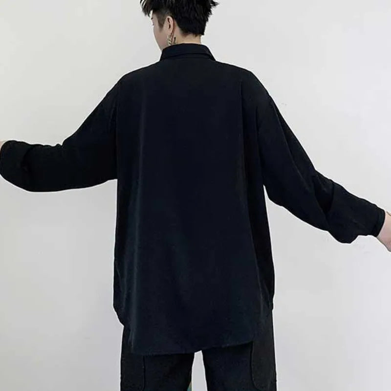 Irregular Ribbon Patchwork Geometric Printed Shirt