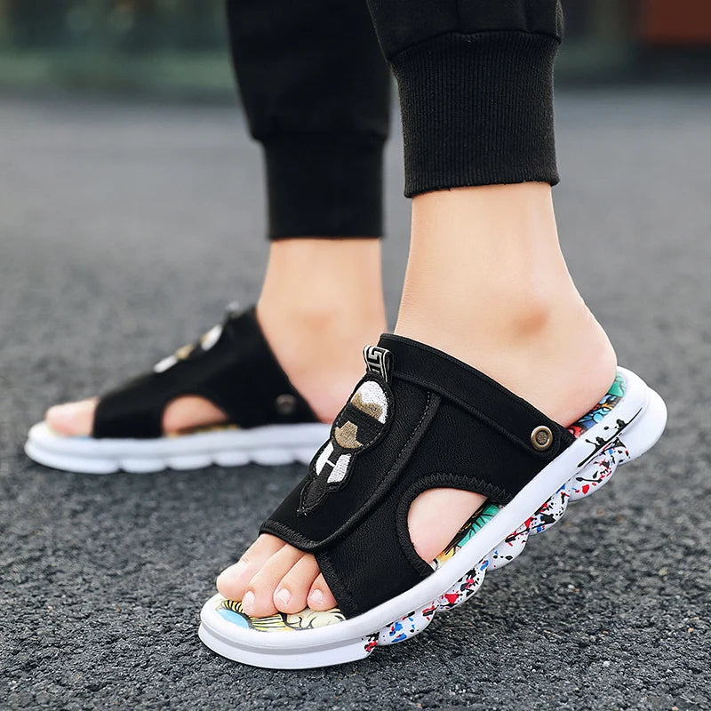Black Graffiti Design Sandals