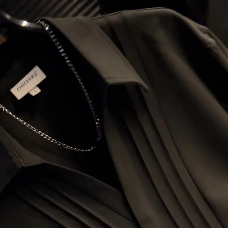 Pleated V-Neck Short Sleeved Shirt