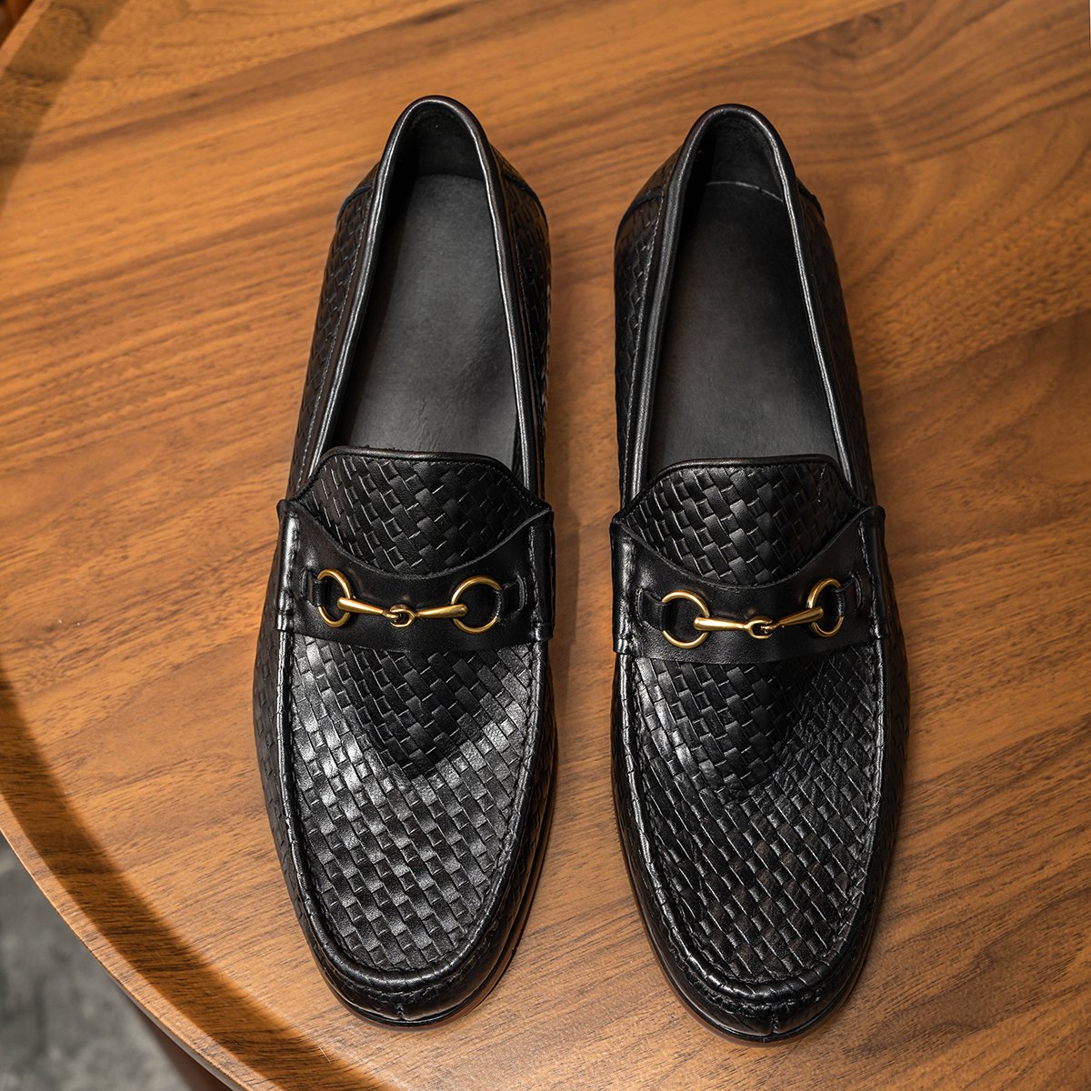 Handwoven Leather Horsebit Loafers
