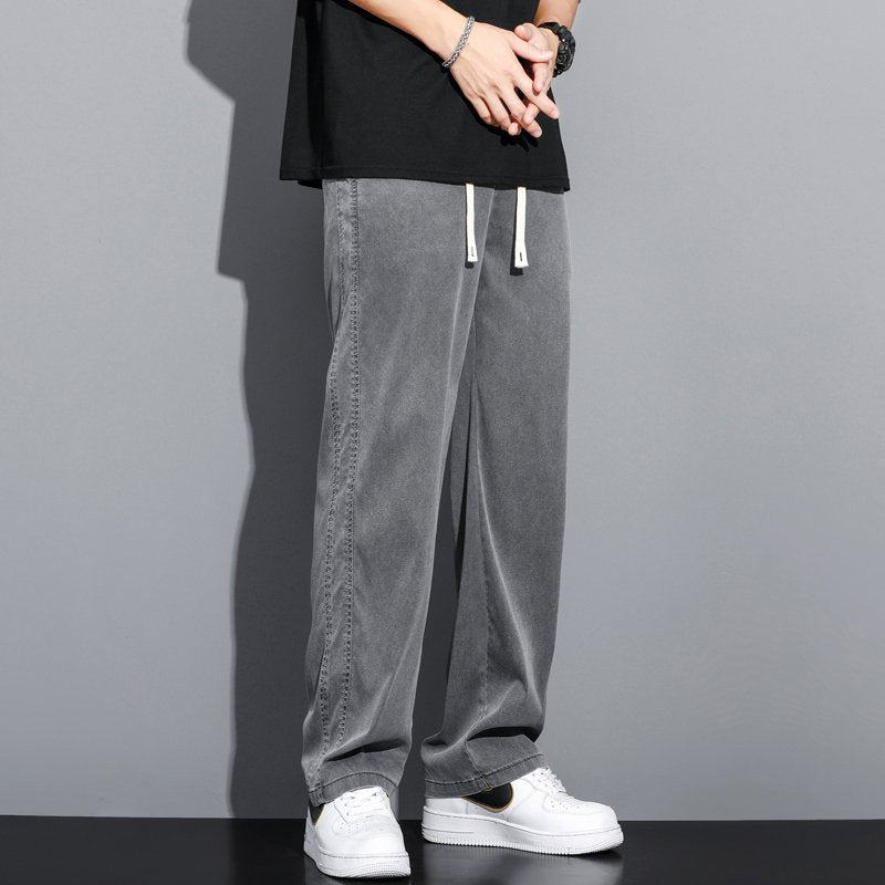 Soft Lyocell Straight Drawstring Pants