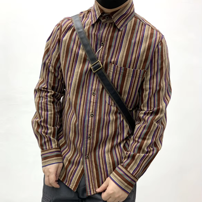 Vintage Striped Long Sleeve Men Shirt
