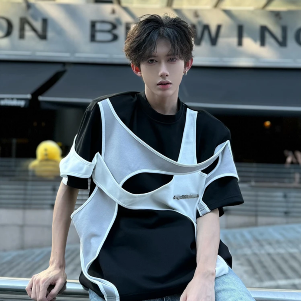Street Style Contrast Patchwork T-Shirt