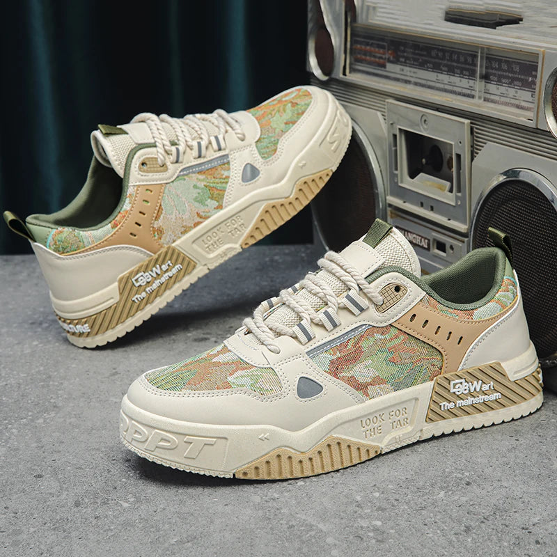 Abstract Painted Casual Patchwork Sneakers
