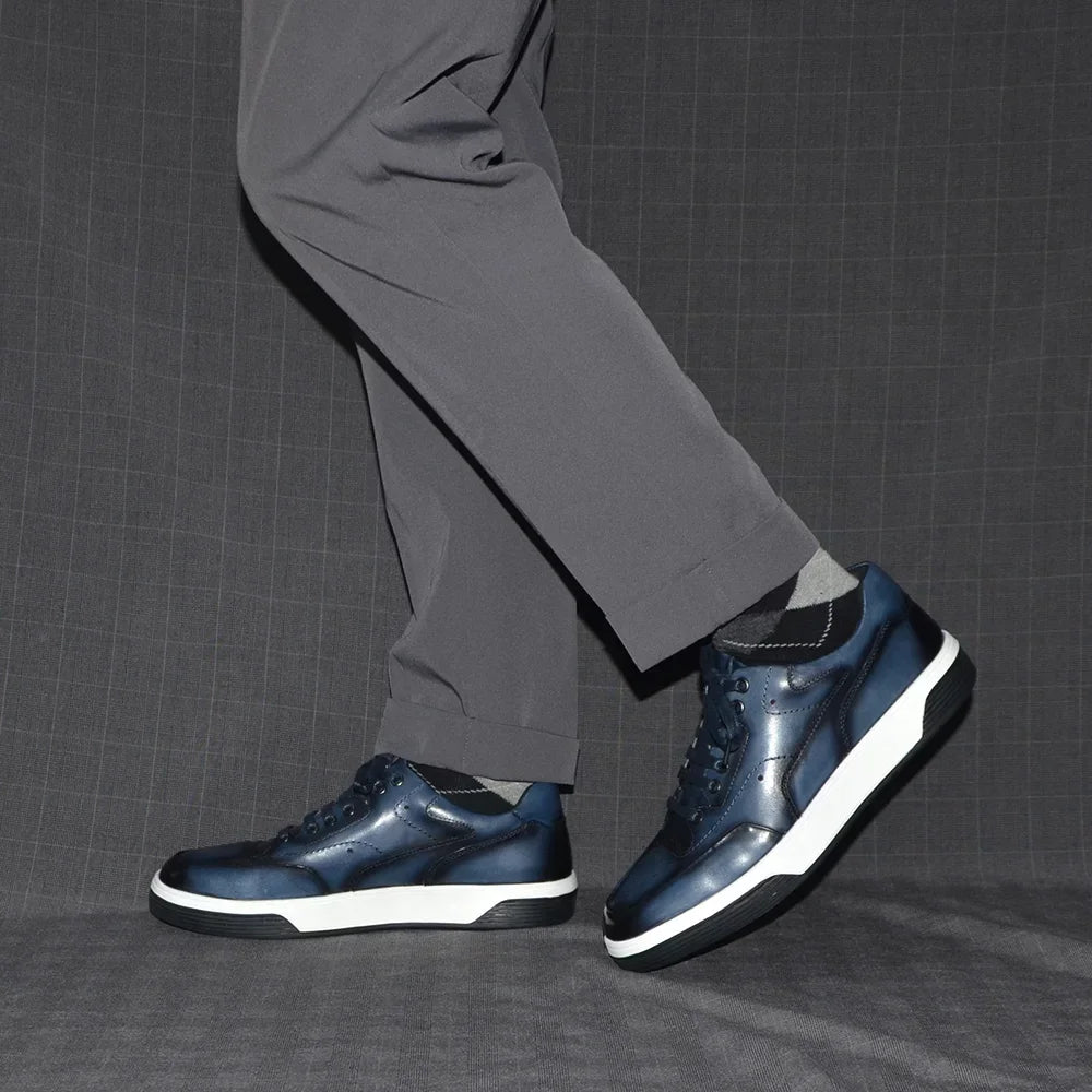 Solid Blue Black Sports Style Shoes