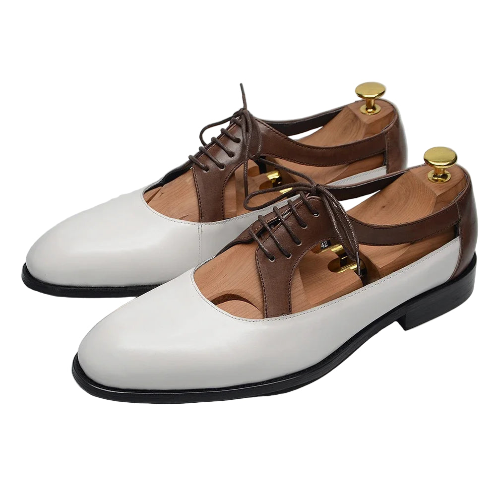 Lace-Up Hollow Genuine Leather Shoes