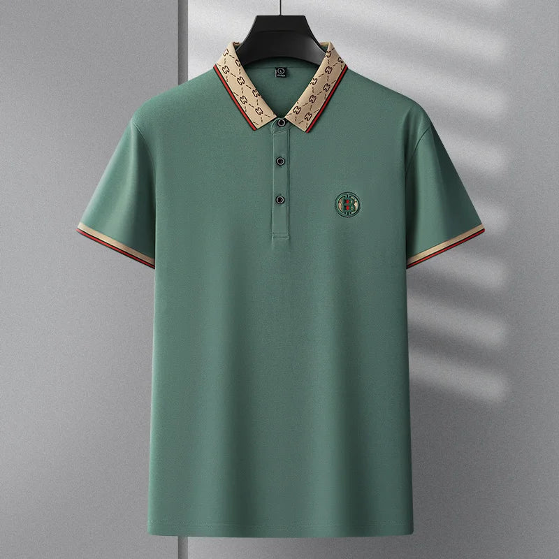 Collar Patterned Embroidery Polo Shirt