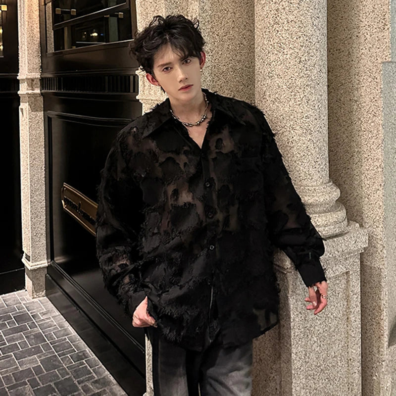 Patchwork Hollow Out Loose Shirt