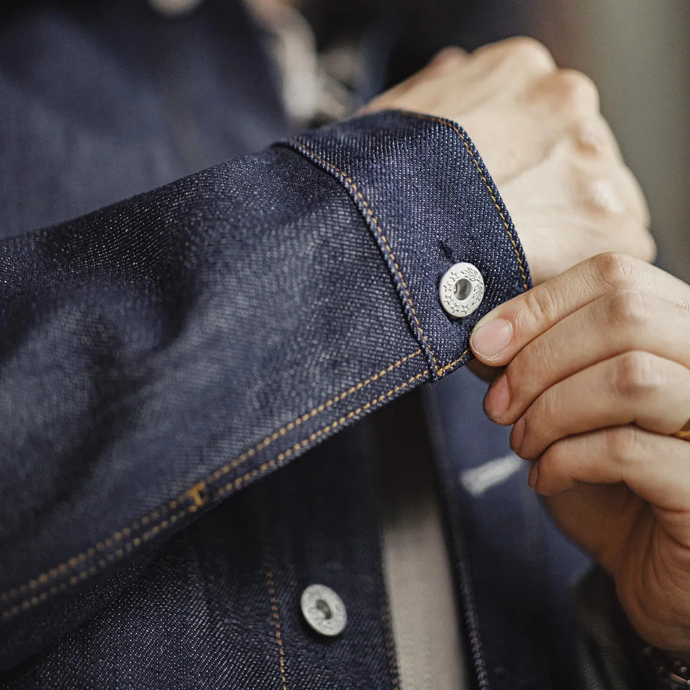 Retro Denim Long Sleeve Solid Shirt