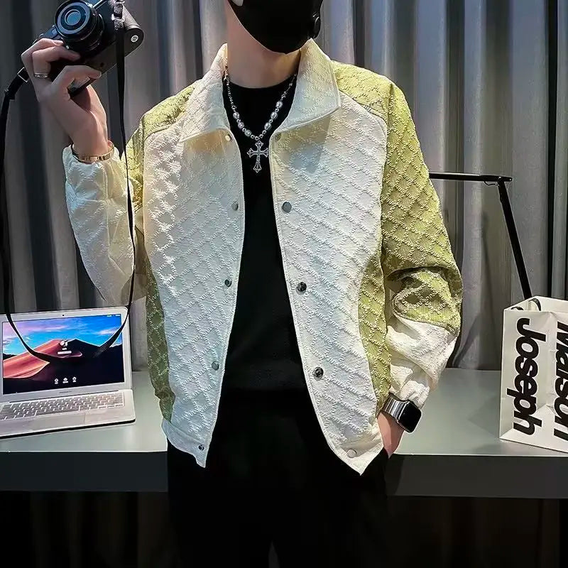Contrasting Colors Spliced Polyester Jacket