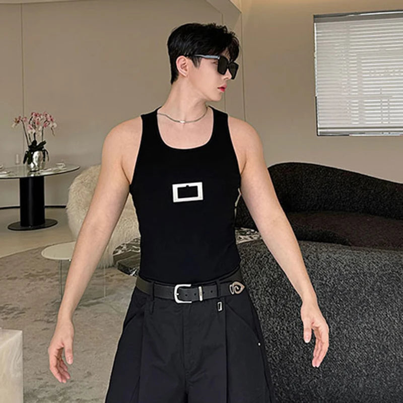 Metal Appliques Round Neck Tank Top