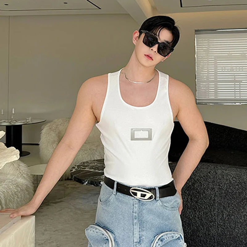 Metal Appliques Round Neck Tank Top