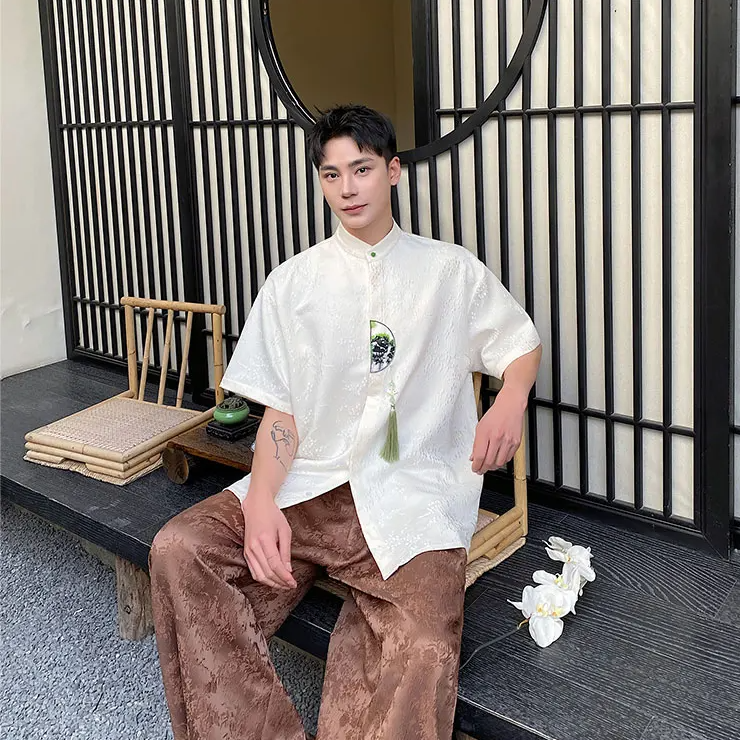 Tassel Pressed Placket Pendant Shirt