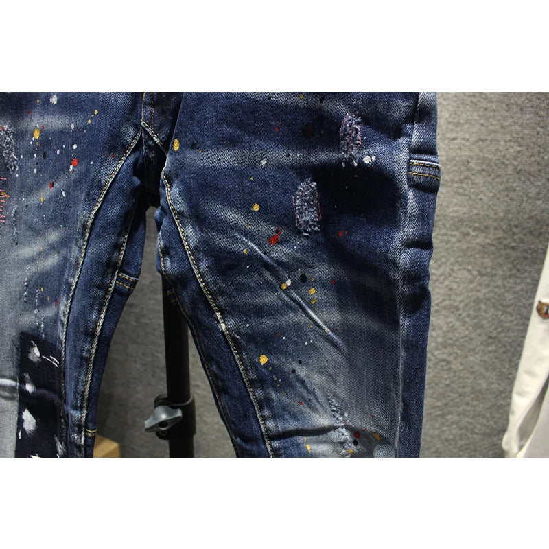 Spliced Designer Patched Ripped Jeans