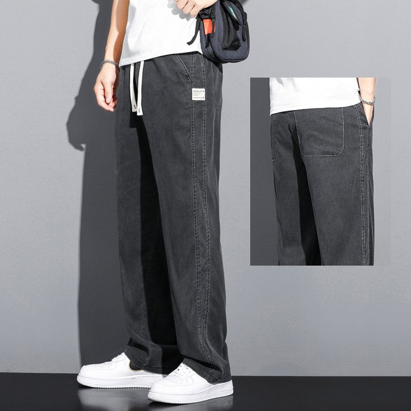 Soft Lyocell Straight Drawstring Pants